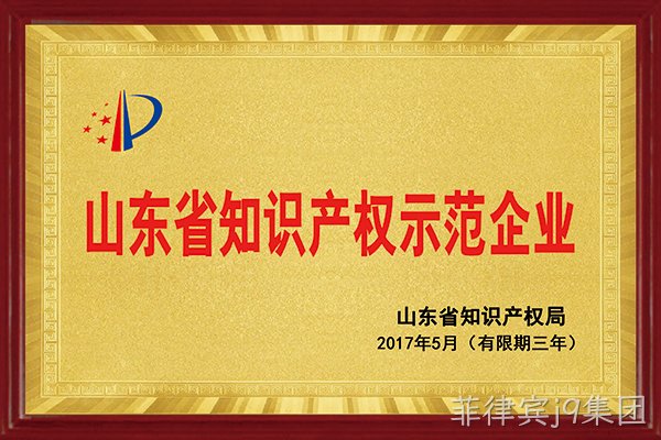 菲律宾j9集团荣获“2017年山东省知识产权示范企业”称号